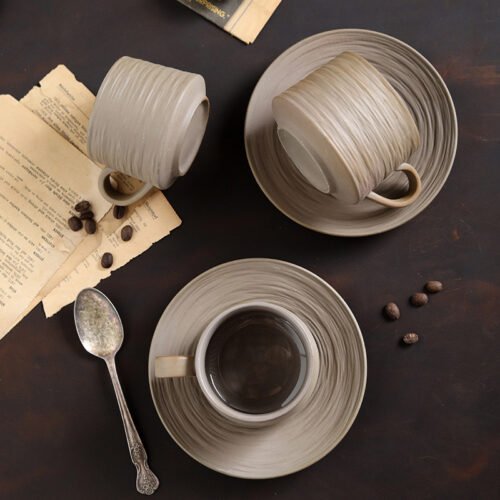 Kitchen Plus RALPH 250mL Stoneware Ceramic Coffee Cup and Saucer Set KP537