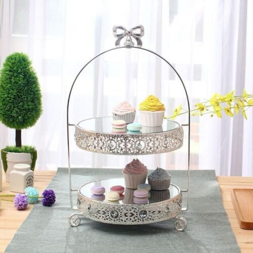 Kitchen Plus Elegant Tiered Dessert Display Stand with Ribbon Design KP244