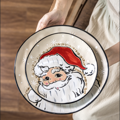 Kitchen Plus Ceramic Christmas Santa Claus Plates Holiday Dinner Plates Dessert Plate Appetizer Plate KP1039