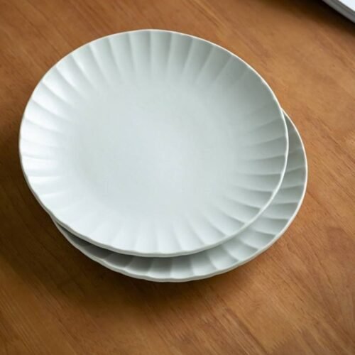 Kitchen Plus 10 inch Scallop Design White Ceramic Serving Plate KP726