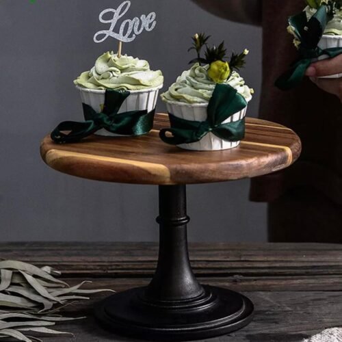 Kitchen Plus Acacia Cake Stand No GLASS LID KP372