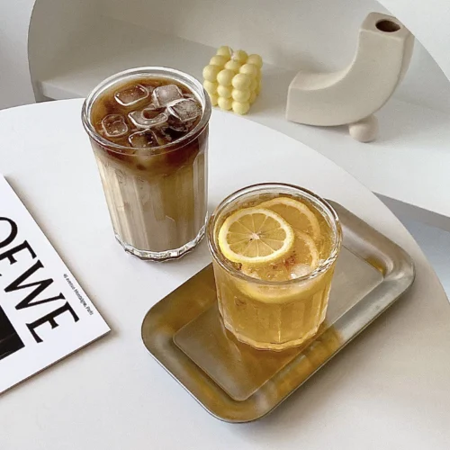 Kitchen Plus Chubby Matcha Glass Creative Glass Cup Tea Milk Lemon Coffee Drinking Glass KP860